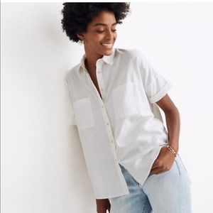 White Short Sleeve Button Down by Madewell